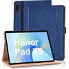 Vkooer Custodia per Honor Pad X9/X8 Pro 11.5 Pollici 2023 Cover Protettiva Pelle PU con Tasca Frontale, Auto Attivazione/Standby con Pencil Holder, Supporto Funzione Flip Tasca Case - Blu