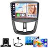 Hikity Autoradio Android 15 9 per Peugeot 207 2006-2015 Wireless CarPlay | 4G+64G. Android Auto, GPS, WiFi, FM/RDS, 32EQ, Camera, MIC