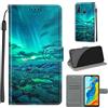 TOMYOU Cover per Huawei P30 Lite, aurora verde | Antiurto Protettiva Portafoglio, Slot per Schede, Magnetica, Custodia in Pelle PU, Libro Flip,Funzione Stand