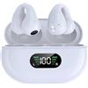 Panlouting Cuffie Bluetooth 5.3 Auricolari Clip Open-Ear IPX5 Impermeabile Cancellazione del Rumore Tocca Controllo Microfono con Scatola di Ricarica (Bianco)