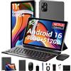 LEVIRTU Tablet 11 Pollici Android 16 Octa-Core 2.0GHz, 36GB RAM + 512GB ROM (2TB TF), 5G WiFi, Gemini AI, Widevine L1, 8000mAh, 13MP+8MP, GPS, Face ID, BT 5.0, Tablet con Tastiera+Mouse, Grigio