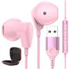 ASKUBSKU Cuffie USB per Computer,In Ear Auricolari PC con Filo per Chromebook PS 5 4 | Auricolare Gaming con Microfono Cancellazione Rumore Funzione Disattivazione Audio Controlli per Trasmissione diretta Office