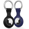 Vancle Custodia per ciondolo Apple AirTag con portachiavi, in silicone, portatile, antiurto, ciondolo Airtag per chiavi, valigia, collare per cani per bambini (nero/blu)
