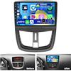 Hikity Autoradio Android 15 2 DIN 9 per Peugeot 207 2006-2010 CarPlay | 4G+64G. Wireless CarPlay, Android Auto, FM/RDS, BT, GPS, WiFi, SWC, Mirror Link, Retrocamera, MIC