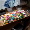 Generic Tappetino da scrivania in pelle con fiori, tappetino per mouse artistico colorato grande per tastiera computer e mouse da gioco impermeabile, protettore e copertura per desktop, decorazione in pelle