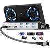 YCBUENO Dual Cooling Fans 9-in-1 Steam Deck Docking Station with HD 2.0,6 USB Ports,RJ45 1000Mbps,USB-C 100W PD, 40Gbps Adapter per Steam Deck/Rog Ally/Switch/Legion Go