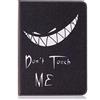 AIFILLE Nero Cover a Libro per Samsung Tab S3 9.7 2017 SM-T820/T825 Don't Touch Me Modello Denti Bianca Custodia Pelle PU e Silicone Morbida Rigida Portafoglio Uomo Design Flip Accessori per Tablet