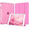 MoKo Cover per iPad 9a/8a/7a Generazione 10,2 Pollici con Portapenna | Custodia per iPad 10,2 2021/2020/2019, Trifold Sottile Leggera Cover con Retro PC Rigido Traslucido, Peonía
