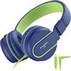AILIHEN I35 Cuffie Per Bambini Con Microfono Volume Limitato 93 dB Bambini Ragazze Ragazzi Adolescenti Cuffie Cablate Pieghevoli Leggere Per Corsi Online Scolastici Chromebook(Blu Verde)