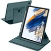 A-BEAUTY Custodia Rotante Compatibile con Samsung Galaxy Tab A8 10.5 Pollici (SM-X200/X205/X207), Antiurto Trasparente Cover, Auto Svegliati/Sonno, Verde Scuro