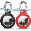 TNSNK Custodia per AirTag Portachiavi, Black+Red | Impermeabile, chiusura girevole, antigraffio e antiurto, senza perdita di segnale. Per bici e animali. Materiale: PC+TPU.