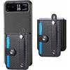 FTRONGRT Cover per Motorola Razr 40, Struttura in Fibra, PC, con Portacarte, Supporto per il Polso, Antigraffio, Anticaduta Custodia Protettiva per Motorola Razr 40.Nero