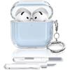 MHYALUDO Custodia compatibile con AirPods 5/4 Case, Custodia Airpods 5/4 | Design Cubo di Ghiaccio, Compatibile con AirPods 4 Custodia con kit, Airpods 4 Cover Doppio Strato PC+Silicone, Blu