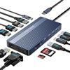 ACASIS USB C Docking Station Dual HDMI Monitor, Laptop Docking Station 3 Monitors, 2 * 4K60 HDMI+1080p VGA+100W PD+Ethernet+3 * 10Gbps+SD/TF+Audio Adapter, USB C Hub per Dell/Lenovo/HP/ThinkPad