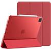 JETech Custodia per iPad Pro 12,9 4ª/3ª Gen (2020/2018), Rosso | Cover Retro Traslucido Sottile, Supporto Tri-Pieghevole, Auto Svegliati/Sonno, Protezione Antiurto Leggera
