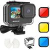 Honghauth Custodia impermeabile da 60 m per GoPro Hero 13/12/11/10/9, custodia protettiva con lenti per filtro subacqueo (blu, rosso, giallo)