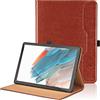 Oduio Custodia per Samsung Galaxy Tab A8 2021/2022 10.5 pollici (SM-X200/SM-X205) Pelle Tablet Case, Multi-angli Supporto Pieghevole Cover Protettiva con Tasca, Pencil Loop, Auto Sveglia/Sonno - Marrone