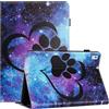 LSPCASA Protettiva Case Per iPad 10.2 / iPad 7th Gen/iPad 8th Gen/iPad 9th Gen PU+TPU Materiale Cover iPad 9 Generazione Con Slot Per Carte Custodia iPad 9 Generazione Zampa di gatto cuore