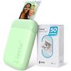 Liene Pearl K100 Stampante Portatile, 2x3 Stampante Fotografica Istantanea con 50 Fogli di Zink Carta Fotografica Adesiva, Connessione Bluetooth, APP Dedicata, Mini Stampante per iOS & Android, Verde