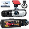 Realdio Mini Dashcam 1080P Doppio Obiettivo, Schermo 3,16 Pollici | Vista Anteriore e Posteriore, Scheda 64 GB, Visione Notturna e Registrazione in Loop per Viaggi Quotidiani