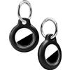 HAUXGOGO Custodia per Air Tag con Portachiavi [2 pezzi], Custodia protettiva per Ap-ple Air Tag Tracker Accessori per GPS Tracker, Robusto materiale PC, Impermeabile, Antiurto e Antigraffio (Nero)