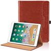 Oduio Custodia peri Pad 9,7'' 2018/2017 (6a/5a Generazione) / iPad Air 2/ Air 1 / iPad Pro 9,7 Pelle Tablet Case, Multi-Angli Supporto Pieghevole Cover Protettiva con Tasca, Auto Sveglia/Sonno - Marrone