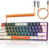 ZIYOU LANG T60 Tastiera da Gioco Cablata con Cavo USB C a Spirale, Compact 60% UK Layout(QWERTY), 19 Rainbow RGB LED Light Up Tastiera Meccanica Clicky Blue Switch Mini 62 Tasti per PC Mac - Barlume