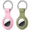 Generic Confezione da 2 portachiavi per AirTag, custodia protettiva in silicone impermeabile e antiurto con portachiavi, ideale per animali domestici, chiavi, bagagli e borse, 2 colori