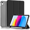 4UBonLife Cover Per iPad (A16) 11a Generazione 11 Pollici 2025, iPad 10a Generazione10,9 2022 con Portapenna, Custodia Protettiva Sottile con Retro Rigido Traslucido Guscio Case, Nero