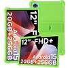 Generic Custodia in silicone per tablet DOOGEE T36 12 con copertura completa, antiurto, antigraffio, supporto regolabile e cover in morbido silicone, verde