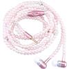 Yicare Collana di perle auricolari con controllo del filo di grano tappi per le orecchie universali alla moda cuffie in-ear cablate per tutti i dispositivi audio da 3,5 mm (rosa)