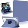 Koze Custodia Rotante per iPad 10,2 Pollici 9a / 8a / 7a Generazione 2021 2020 2019 con Portapenne, Protezione con 360 Gradi di Rotazione, Supporto Cover Retro Trasparente Antiurto Grigio Lavanda