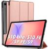 WD&CD Custodia Compatibile per Samsung Galaxy Tab S10 FE / S9 FE 10.9, Ultra Sottile PU leather Smart Pelle Cover con la Funzione Compatibile per Samsung Galaxy Tab S10 FE / S9 FE 10.9, Oro Rosa