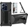 bojioderf Custodia per Infinix NOTE 30 Cover Custodia Case Ibrida [Con protezione dello schermo in vetro temperato] [supporto magnetico pieghevole] [resistente alle impronte digitali smerigliato] Nero