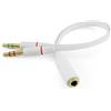 iXium Cavo adattatore audio splitter a Y per cuffie da 3,5 mm femmina a 2 maschi per cuffie e microfono per PC, computer e laptop, bianco