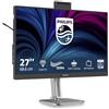 PHILIPS Monitor 27B2U4601H 27 pollici 2560x1440, WQHD, 120Hz, IPS Panel, 4ms GtG, USB HubWebcam, Speakers, Height Adjustment, (HDMI1x 2.1 TMDS DP 1x 1.4) Grigio Antracite