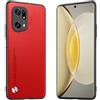 Longstong Custodia Adatta per OPPO Find X5 Pro (6.7), Cover in pelle metallica serie CODE - Rosso
