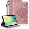 Auslbin Custodia per Samsung Galaxy Tab S10 Lite/ S10 FE 10.9 2025/ S9 FE 10.9 Protettive Retrò Fiore Cover in Rilievo Design con Fibbia Magnetica Funzione Supporto Rosa