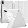 A-BEAUTY Custodia Compatibile con Xiaomi Pad 5/5 Pro 11 Pollici 2021 con Portapenne, Cover Trasparente Antiurto, Supporto Trifold 6 in 1 a Forma di Y, Auto Sonno/Veglia, Bianco