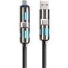Generisch Cavo di ricarica USB 4 in 1 con funzione di ricarica rapida, borsa per il trasporto per USB-C e USB, potenza massima 240 W, cavo con indicatore luminoso per dispositivi versatili, trasferimento dati