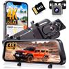 Realdio Dash Cam Specchietto 4K e 1080P, Touch 9,66 Pollici, WiFi | Vista Anteriore e Posteriore, Visione Notturna, Grandangolo 150 Gradi, Sensore G e Registrazione in Loop