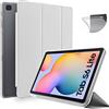 N NEWTOP Cover Compatibile per Samsung Galaxy Tab S6 Lite da 10.4 P610, Custodia Flip Smart Libro TPU Back Front Ultra Sottile Leggera Stand Supporto Funzione Wake/Sleep Simil Pelle (Bianca)