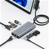 ROCKETEK Docking Station Surface - MS Docking Station 10 in 1 con HDMI, Ethernet, SD/TF Slot, 3*USB 3.0+2*USB C 3.0+1*USB C PD, Dock Station per Surface Pro 11/10/9/8/X/7/6/5/4/3/Laptop/Book/Go
