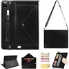 UUcovers Custodia per Apple iPad Pro 12,9 2021 e 2020 e 2018 (5/4/3a generazione) con supporto per matita, tracolla [Auto Wake/Sleep] Smart Folio Stand borsa a tracolla in pelle PU, nero
