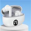 Generic Auricolari wireless Bluetooth 5.4 con cancellazione attiva del rumore, suono stereo HiFi, controllo touch, display LED, lunga durata della batteria (bianco)