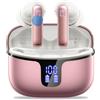 Renimer Cuffie Bluetooth, Auricolari Bluetooth Stereo HiFi, 2026 Cuffie Wireless In Ear con 4 ENC HD, Cuffiette Sport Touch Control, Cuffie Senza Fili con 40H Display LED, Earbuds per Android/iOS Oro rosa