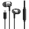 HAPPYAUDIO W1 USB C Auricolari cablati Auricolari, Tipo C In Ear Cuffie con microfono e audio nitido per chiamate sportive di gioco, design con scocca in metallo, compatibili con Galaxy Note, Google