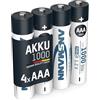 ANSMANN Micro AAA Tipo 1000mAh Batteria Ricaricabile ad Alta Capacita 4x Micro AAA NiMH HR03