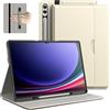 JETech Custodia Business per Galaxy Tab S10 Ultra/S9 Ultra 14,6, Beige | Cover Design in Pelle PU, S Pen Holder, Tasca, Visione Multi-Angolo
