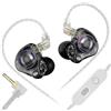 Linsoul KZ Gale In Ear Mnitor,IEM con Driver Dinamico Super Lineare,Cuffie da Gioco con Bassi Ultra Reattivi e Cavo a 2pin Incassato Placcato Argento Rimovibile per Audiofili (Nero,Con Mic)